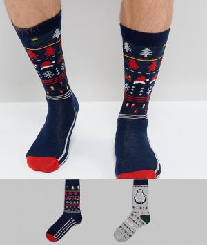 Набор из 2 пар новогодних носков в подарочной упаковке -Мульти Urban Eccentric