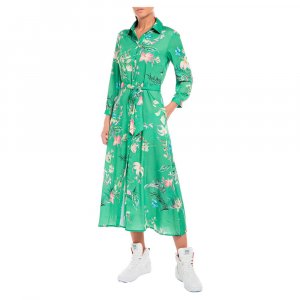 Длинное платье W9561.000.73980 Long Sleeve, зеленый Replay