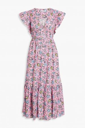 Платье миди из хлопкового поплина Greta с оборками и цветочным принтом DEREK LAM 10 CROSBY, розовый Crosby