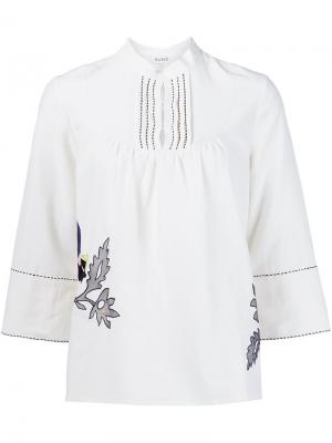Блузка с цветочной вышивкой Suno. Цвет: белый