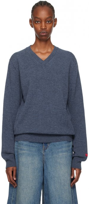 Темно-синий свитер с маленьким сердечком Comme Des Garcons Garçons