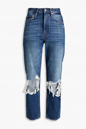 Прямые джинсы с высокой посадкой и потертостями , средний деним Maje