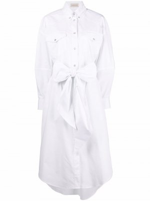 Поплиновое платье-рубашка миди в стиле вестерн Alexandre Vauthier. Цвет: белый