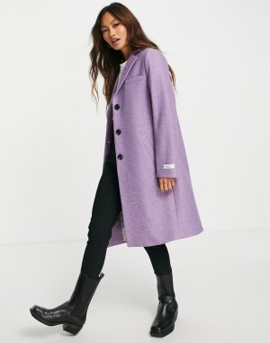 Однобортное пальто сиреневого цвета зауженного кроя -Фиолетовый цвет Gianni Feraud
