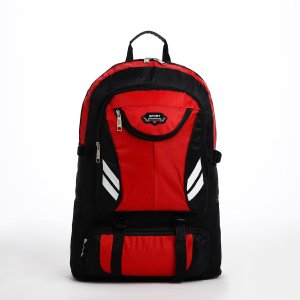 Рюкзак туристический на молнии, 4 наружных кармана, цвет красный/черный No brand