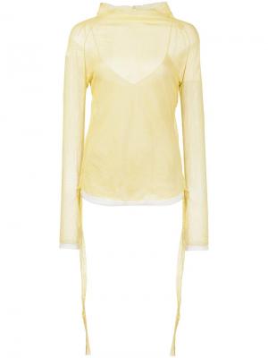 Прозрачная блузка с отворотной горловиной Barbara Casasola. Цвет: жёлтый и оранжевый
