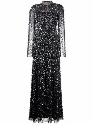 Вечернее платье с пайетками и длинными рукавами Jenny Packham. Цвет: черный