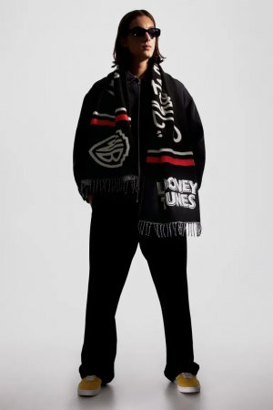 Жаккардовый шарф , черный H&M