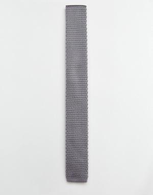 Вязаный галстук Selected Homme. Цвет: серый