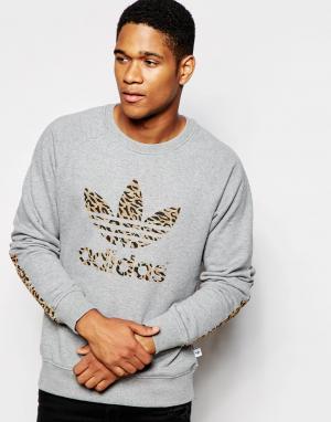 Sweater Leopard Logo adidas Originals. Цвет: серый