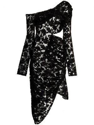 Жаккардовое платье асимметричного кроя yuhan wang. Цвет: черный