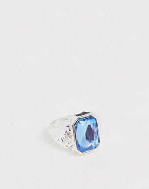 Набор серебристых колец с голубым камнем -Серебряный Chained & Able
