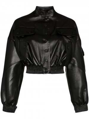 Укороченная куртка-бомбер из искусственной кожи Materiel. Цвет: черный