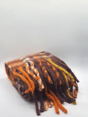 Оранжево-коричневый шарф в клетку тартан с кисточками , мультиколор SVNX