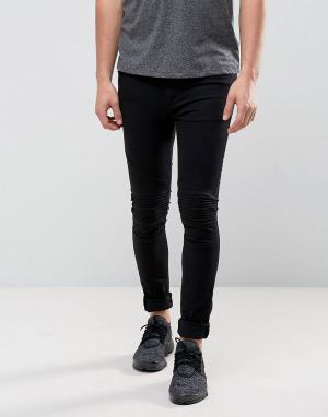 Черные стретчевые джинсы скинни в байкерском стиле Religion. Цвет: черный