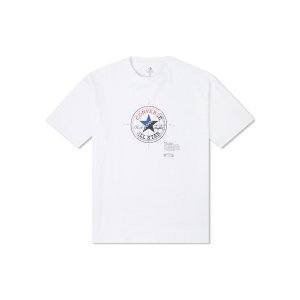 Letter Logo Print Round Neck Short Sleeve T-Shirt Unisex Tops White 10024359-A01 Converse