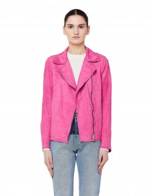 Розовая куртка-косуха из мягкой замши Salvatore Santoro
