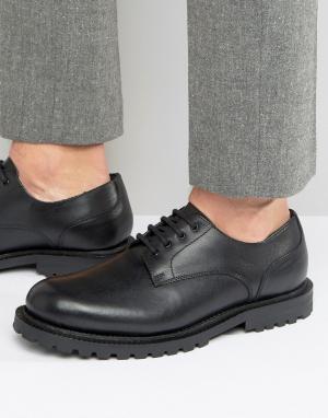 Кожаные туфли дерби эксклюзивно для ASOS Hudson London. Цвет: черный