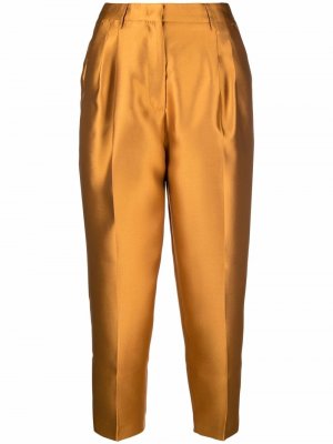 Укороченные зауженные брюки Blanca Vita. Цвет: желтый