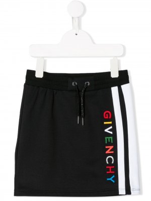 Трикотажная юбка с логотипом Givenchy Kids. Цвет: черный