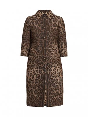 Жаккардовое пальто из смесовой шерсти , леопард Dolce&Gabbana
