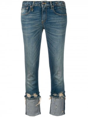 Укороченные джинсы с низкой посадкой R13. Цвет: синий