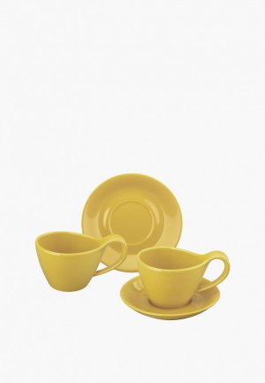 Набор чайных пар Elan Gallery 4 предмета 150 мл Колоранс. Цвет: желтый