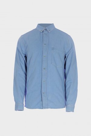 Мужская голубая джинсовая рубашка стандартного кроя C 4553-083 CROSS JEANS
