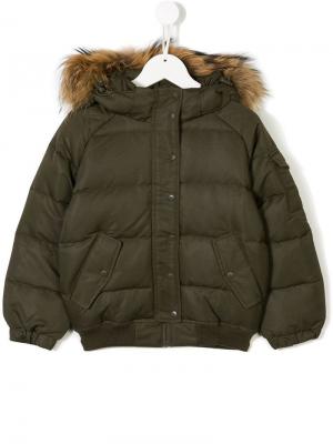 Пуховое пальто с капюшоном Pyrenex Kids. Цвет: зеленый