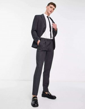 Узкие костюмные брюки из фактурной шерсти серого цвета Noak. Цвет: серый