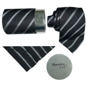 Подарочный набор , галстук с платком 6A Maestro. Цвет: черный