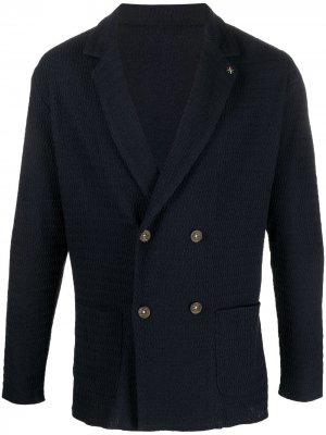 Фактурный двубортный пиджак Manuel Ritz. Цвет: синий