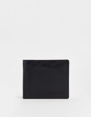 Черный кожаный классический бумажник с отделением для монет Adrian-Черный цвет Valentino Bags