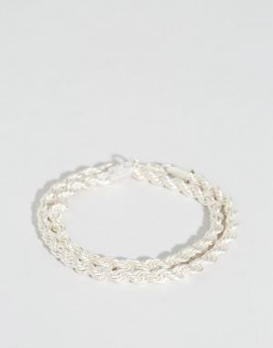 Серебристый браслет из двойной витой цепочки Chained & Able. Цвет: серебряный