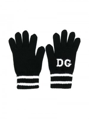 Перчатки с логотипом Dolce & Gabbana Kids. Цвет: черный