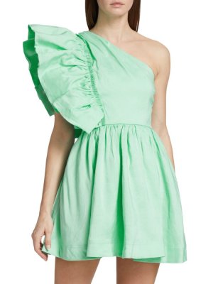 Мини-платье Bonjour на одно плечо , цвет Marine Green Aje