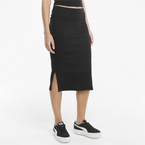 Юбка Classics Ribbed Womens Midi Skirt PUMA. Цвет: черный