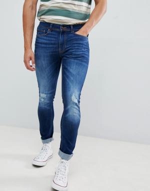 Выбеленные джинсы скинни Burton Menswear. Цвет: синий