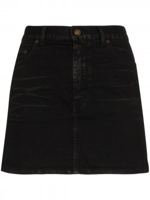Джинсовая юбка мини Saint Laurent. Цвет: черный