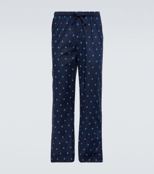 Хлопковые пижамные брюки с принтом nelson , синий Derek Rose