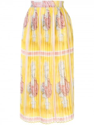 Плиссированная юбка с принтом Tata Naka. Цвет: желтый