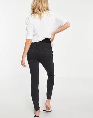 Черные джинсы скинни ASOS DESIGN Maternity с выпуклым поясом