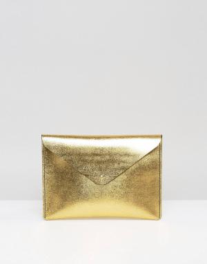Золотистый клатч Leather Satchel Company. Цвет: золотой