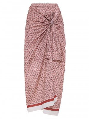 Хлопковая газовая юбка-саронг Starburst Flower , красный Brunello Cucinelli