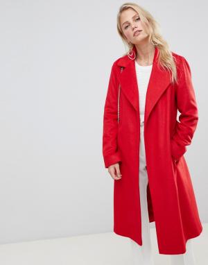 Пальто с запахом и поясом -Красный Helene Berman