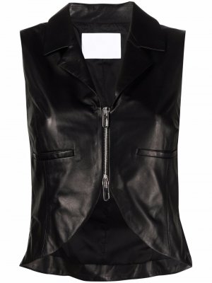 Sleeveless leather jacket Drome. Цвет: черный