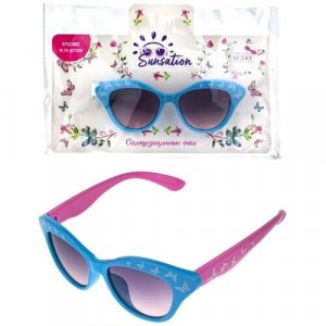 Солнцезащитные очки , розовый, голубой LUKKY FASHION. Цвет: розовый/голубой/голубой-розовый
