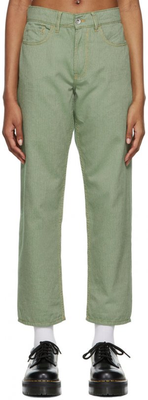 Зеленые рваные джинсы YMC