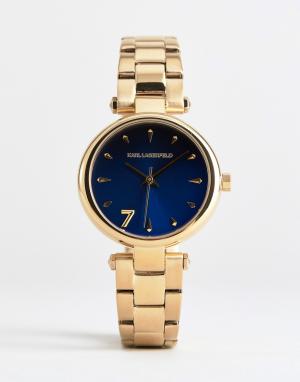 Позолоченные часы с синим циферблатом KL5001 Karl Lagerfeld. Цвет: золотой