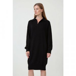 Платье-поло , повседневное, оверсайз, вязаное, размер 44, черный Baon. Цвет: черный/black